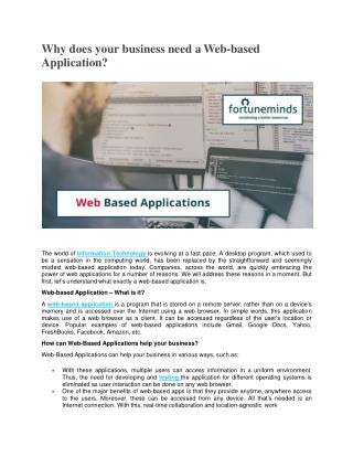 Why does your business need a Web-based Application?