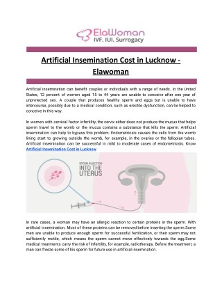 Artificial Insemination Cost in Lucknow - Elawoman