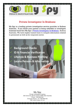 Private Investigator In Brisbane