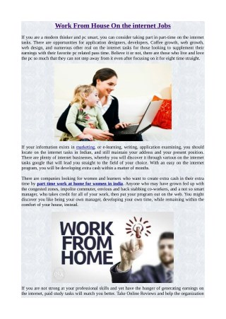 Work From House On the internet Jobs