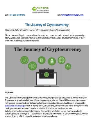The Journey of Cryptocurrency