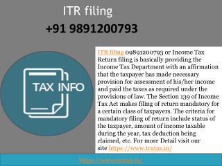 What is ITR filing 09891200793?