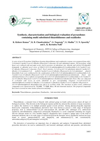 Synthesis, characterization and biological evaluation of pyrazolones containing multi substituted thiazolidinones and ox