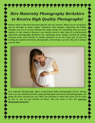 Hire Maternity Photography Berkshire to Receive High Quality Photographs!