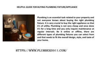 HELPFUL GUIDE FOR BUYING PLUMBING FIXTURE/APPLIANCE