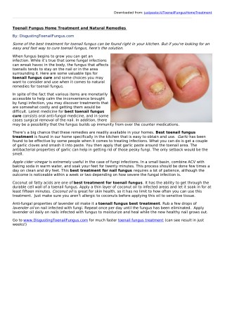 Toenail Fungus Home Treatment and Natural Remedies