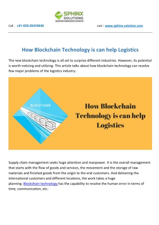 How Blockchain Technology is can help Logistics