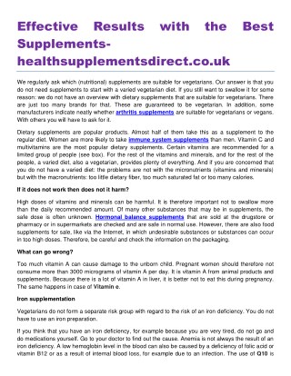 Effective Results with the Best Supplements healthsupplementsdirect.co.uk