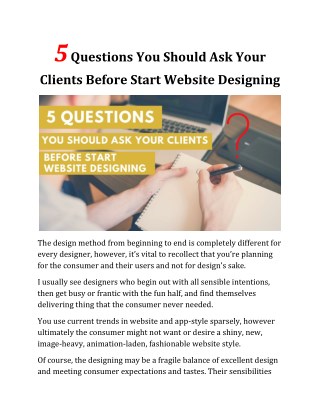 5 Questions You Should Ask Your Clients Before Start Website Designing