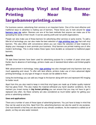 Approaching Vinyl and Sing Banner Printing Near Me largebannerprinting.com