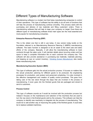 Different Types of Manufacturing Software