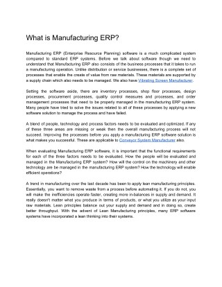 What is Manufacturing ERP?
