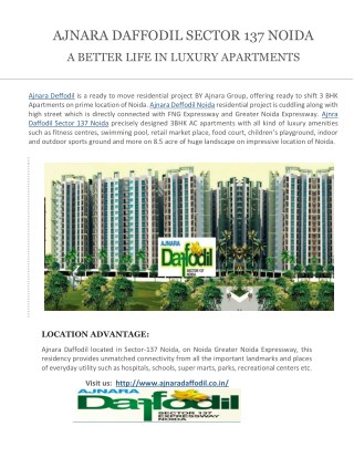 Ajnara Daffodil Sector 137 Noida | Noida Expressway