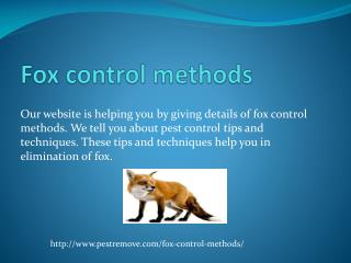 FOX CONTROL METHODS