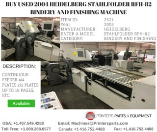 Buy Used 2004 Heidelberg Stahlfolder RFH-82 Bindery and Finishing Machine