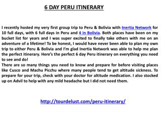 6 DAY PERU ITINERARY