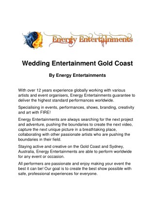 Wedding Entertainment Gold Coast