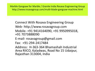 Marble Gangsaw for Marble / Granite India Rosava Engineering Group