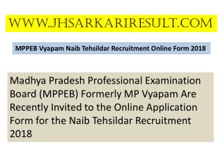 MPPEB Vyapam Naib Tehsildar Recruitment Online Form 2018