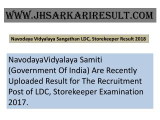 Navodaya Vidyalaya Sangathan LDC, Storekeeper Result 2018