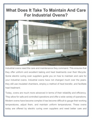 What Does It Take To Maintain And Care For Industrial Ovens?