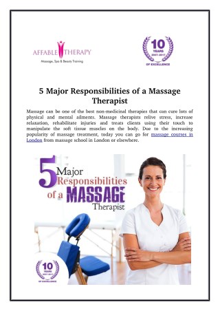 5 Major Responsibilities Of A Massage Therapist