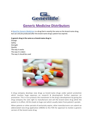 Generic Medicine Distributors