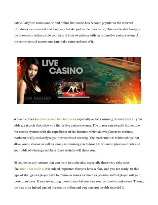 What are the best ways to play live casino online Indonesia games?
