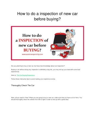 How do a inspection of new car before buying