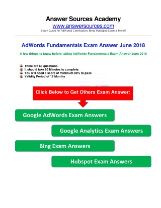 AdWords Fundamentals Exam Answer June 2018