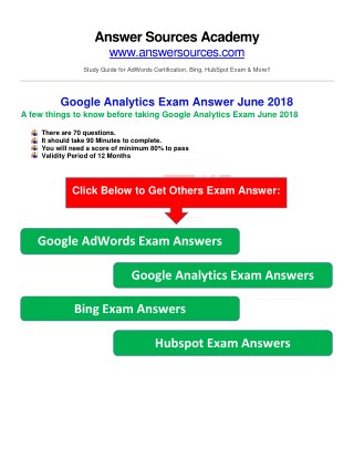 Google Analytics Certification Exam Answer June 2018