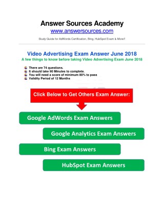 AdWords Video Advertising Exam Answer June 2018