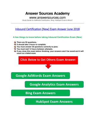 Inbound Certification (New) Exam Answer June 2018