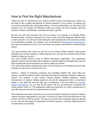 How to Find the Right Manufacturer
