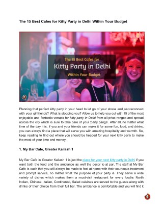 The 15 Best Cafes for Kitty Party in Delhi Within Your Budget