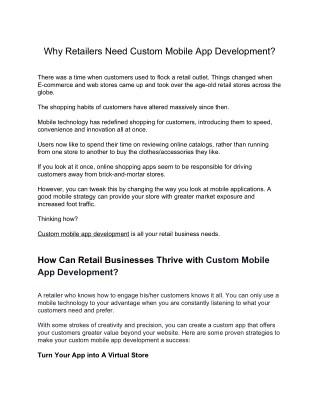 Why Retailers Need Custom Mobile App Development?