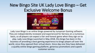 New Bingo Site UK Lady Love Bingo â€“ Get Exclusive Welcome Bonus
