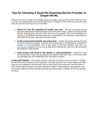 Tips for Choosing A Good Pet Grooming Service Provider in Chapel Hill NC