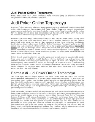 Judi Poker Online Terpercaya