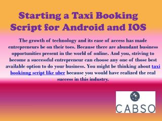Starting a Taxi Booking Script for Android and IOS