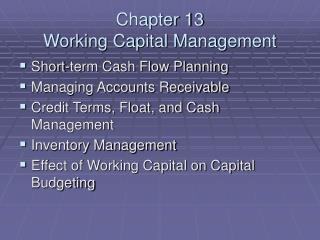 Chapter 13 Working Capital Management