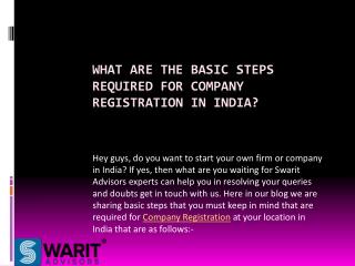 What Are The Basic Steps Required For Company Registration In India?