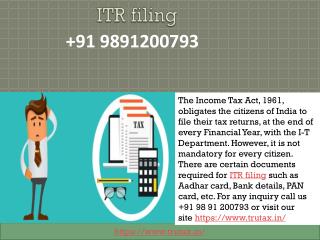 What is ITR filing 09891200793?