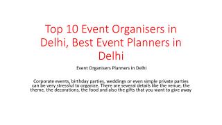Top 10 Event Organisers in Delhi, Best Event Planners in Delhi