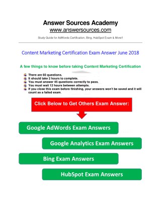 Content Marketing Certification Exam Answer June 2018