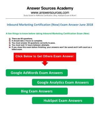 Inbound Marketing Exam Answers June 2018