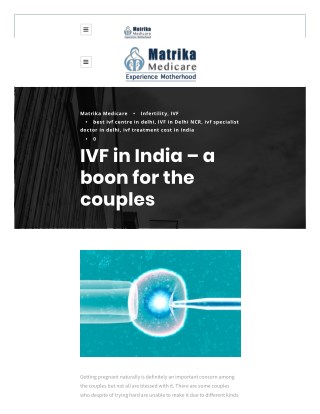 IVF in India â€“ a boon for the couples