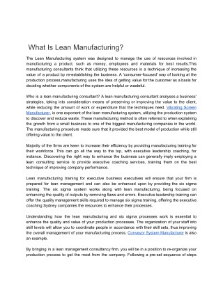 What Is Lean Manufacturing?