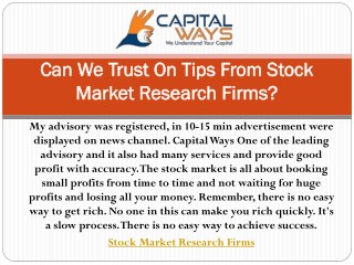 Can we trust on tips from Stock market research firms?