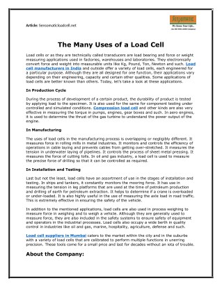 The Many Uses of a Load Cell